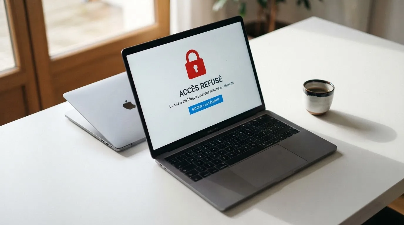 écran d'ordinateur affichant une longue liste de sites de jeux bloqués