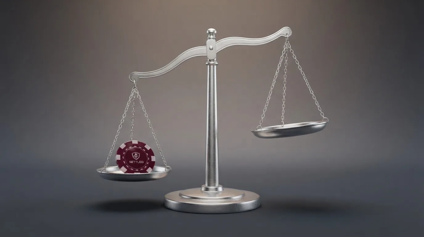 Logo stylisé de l'Autorité nationale des jeux à côté d'un symbole de balance de la justice