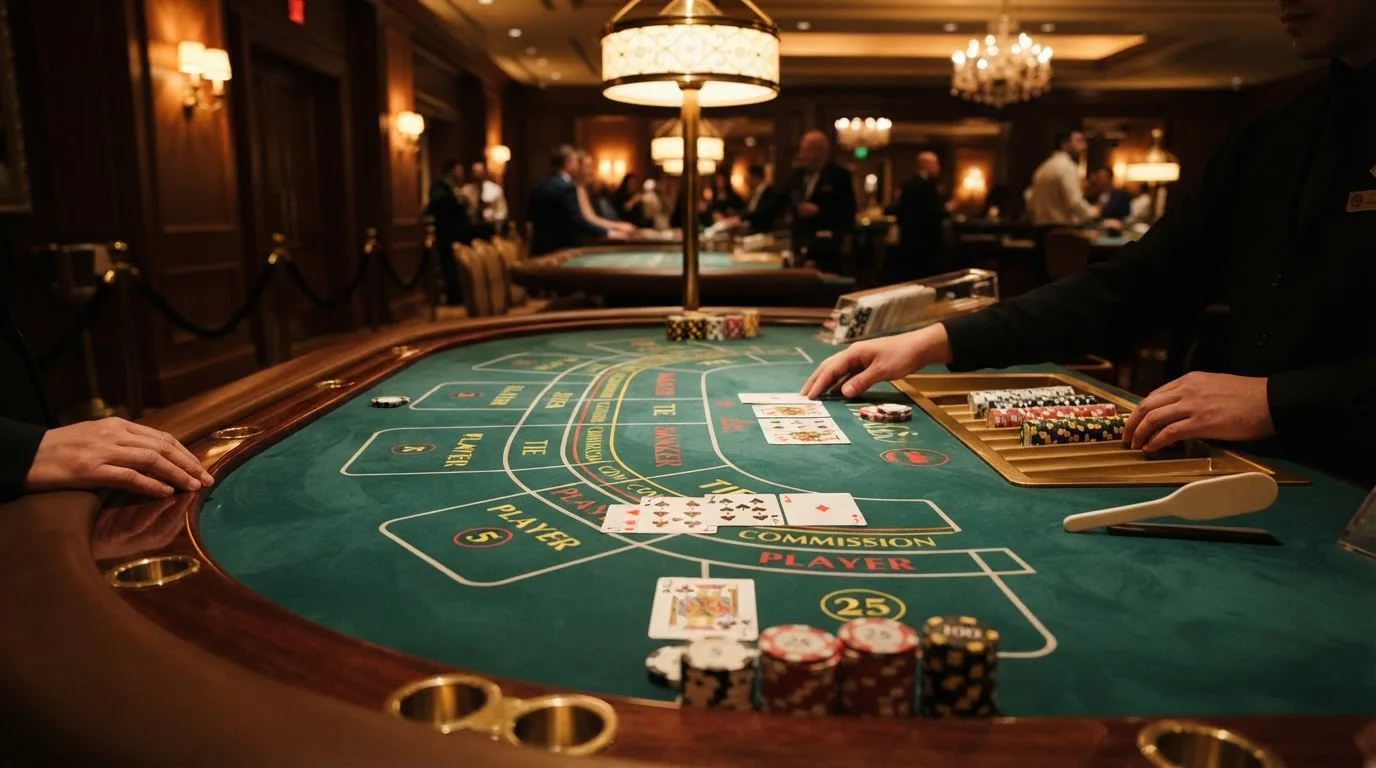 Table de baccara et jeux de cartes dans une salle de casino